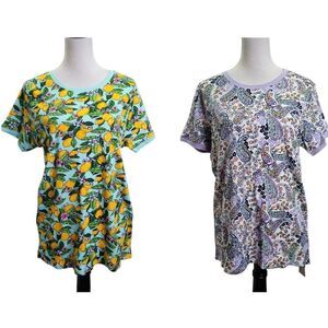 Vera Bradley Lemon Grove & Maddalena Paisley Print Pajama Top Bundle Size Large